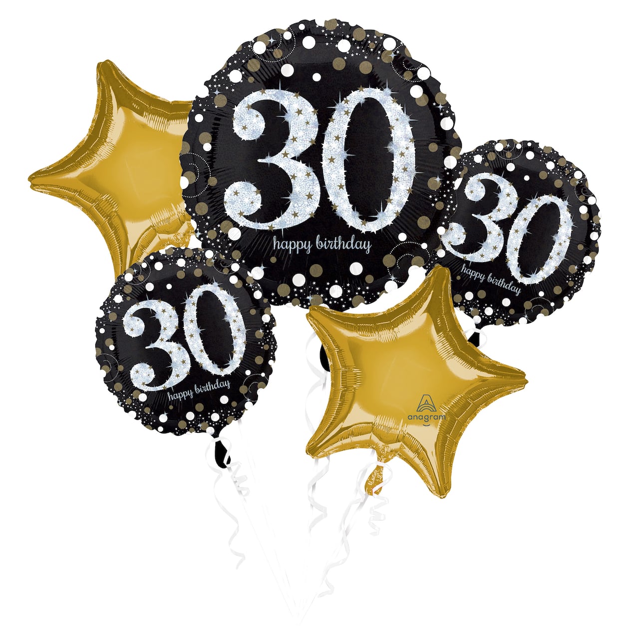 Bouquet de ballons d’anniversaire métallisés « 30 »